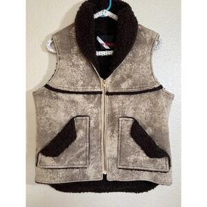 Vintage Wiman  70s‎  Suede Sherpa Lined Vest Mens Large Western Cowboy USA